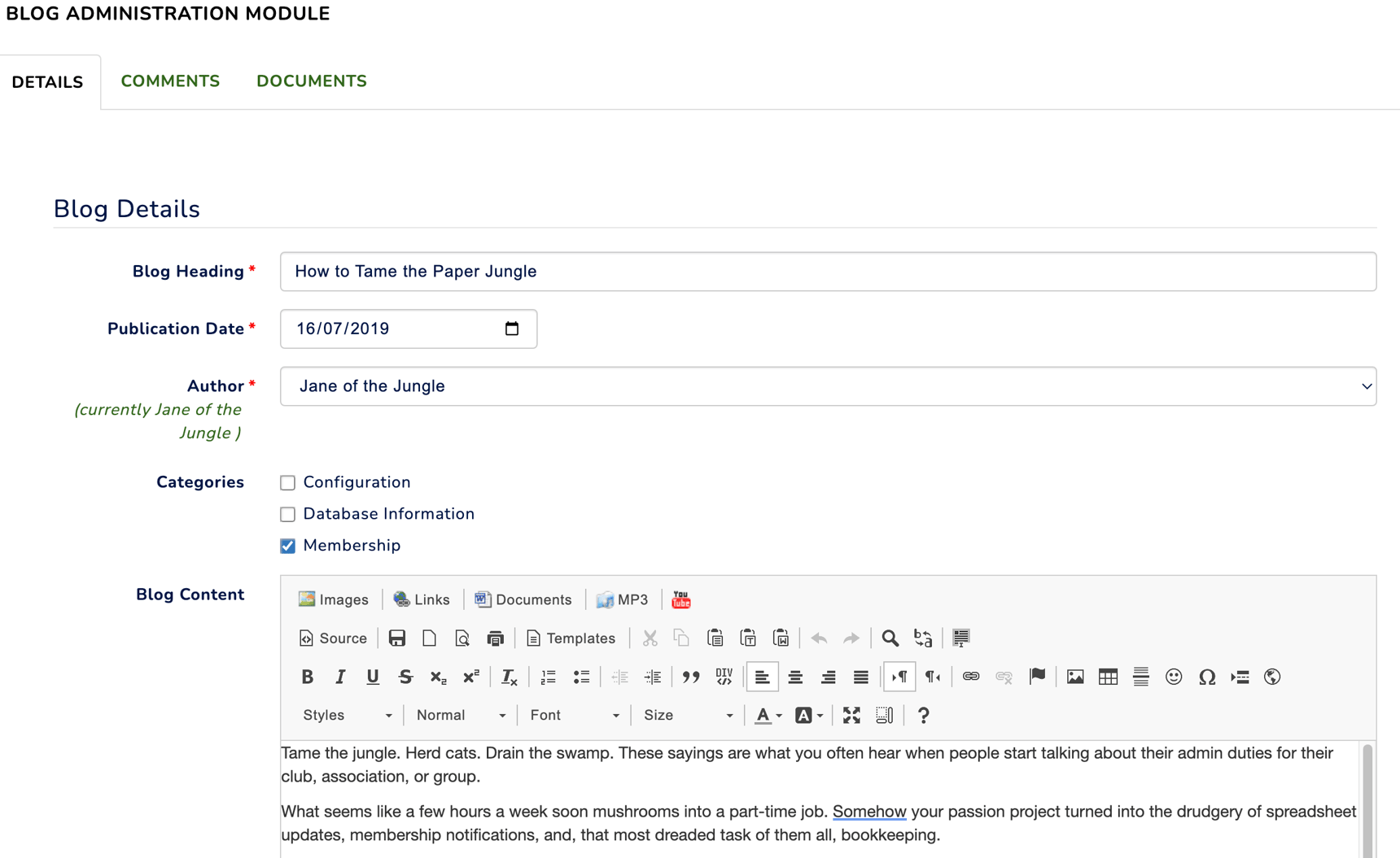 Using the Blog Module